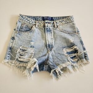 Women's Distressed Denim Shorts - Light Blue Size 25